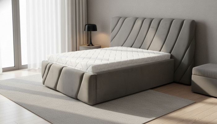 Szare łóżko Aksamit łóżko Podwójne łóżko 140x200 Design bed Meble hotelowe