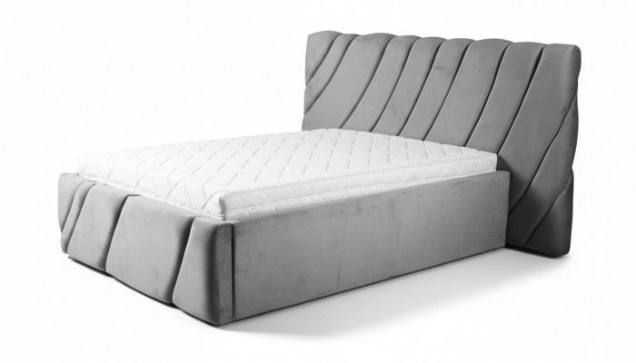 Szare łóżko Aksamit łóżko Podwójne łóżko 140x200 Design bed Meble hotelowe