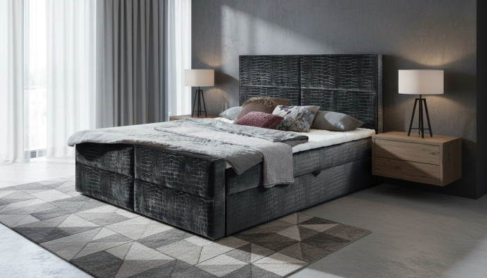 Chic Szary Sypialnia Projekt mebli drewnianych Elegancki materiał tapicerski Nowość
