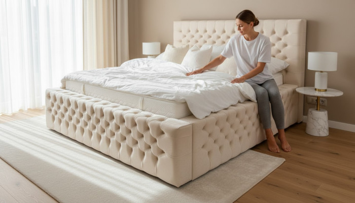 Luksusowe łóżko Chesterfield Aksamit łóżko Włókiennicze Double Hotel Meble 140x200