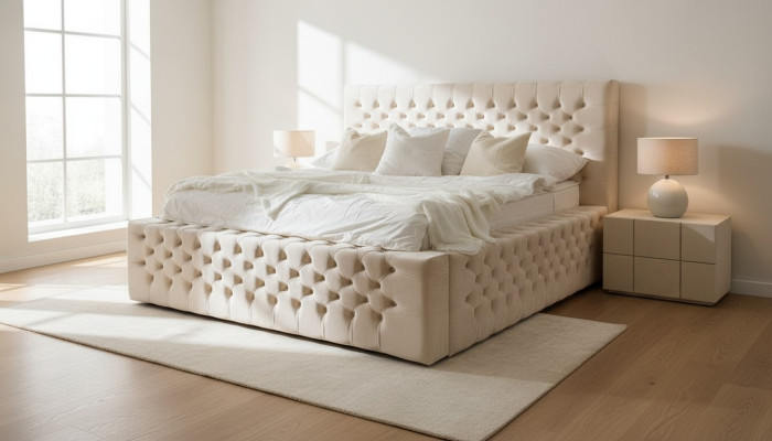 Luksusowe łóżko Chesterfield Aksamit łóżko Włókiennicze Double Hotel Meble 140x200