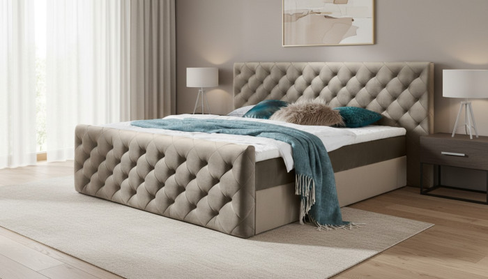 Chesterfield Aksamit łóżko Podwójne łóżko 160x200 Design bed Meble hotelowe