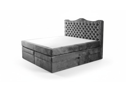 Rama łóżka szara Chesterfield Sypialnia design elegancki materiał klasyczne Meble