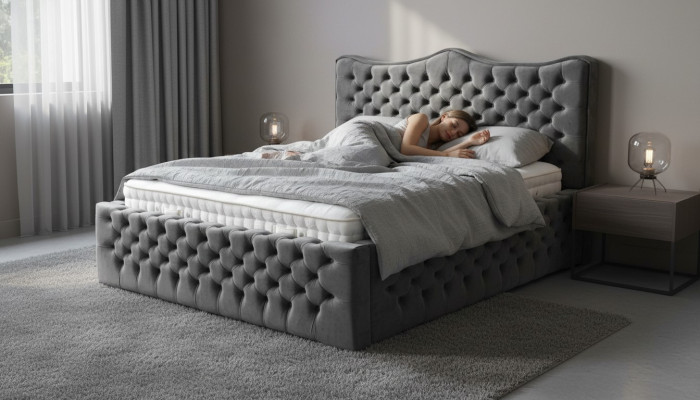 Chesterfield Łóżko Aksamit łóżko Podwójne łóżko 160x200 Design Hotel Furnishings