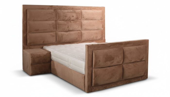 Klasyczne łóżko Drewno brązowe meble do sypialni design elegancki materiał nowość-