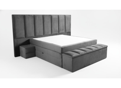 Szare Podwójne łóżko +2x Szafki nocne Meble do sypialni o klasycznym designie, bardziej eleganckie