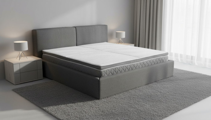 Szare Podwójne łóżko Podkładka do łóżka Podstawa łóżka Design Elegant Material Bed