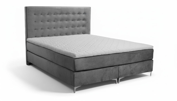 Szare Podwójne łóżko Klasyczny design mebli do sypialni Elegancki materiał Nowość