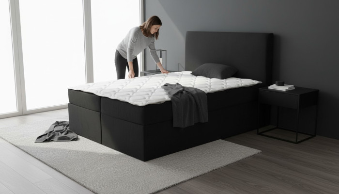 Czarny Podwójne łóżko Klasyczny design mebli do sypialni Elegancki materiał Nowość