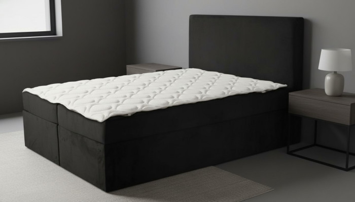 Czarny Podwójne łóżko Klasyczny design mebli do sypialni Elegancki materiał Nowość