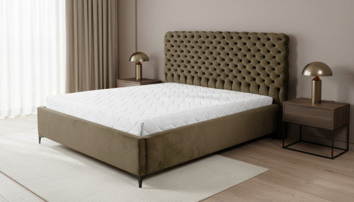 Zielone łóżko Chesterfield Klasyczne meble do sypialni Design Elegancki materiał