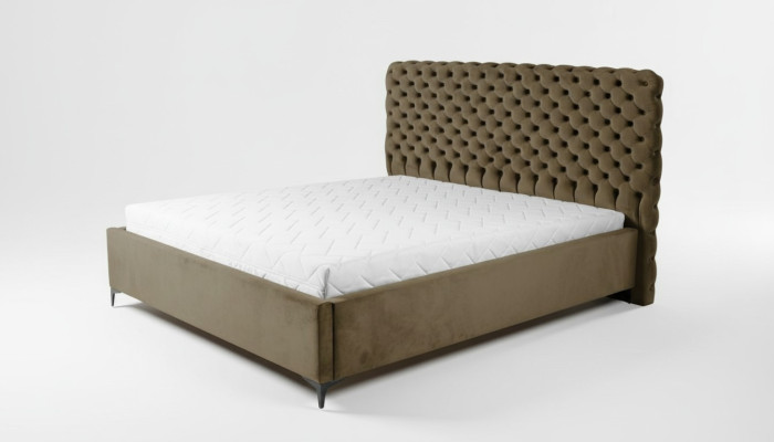 Zielone łóżko Chesterfield Klasyczne meble do sypialni Design Elegancki materiał