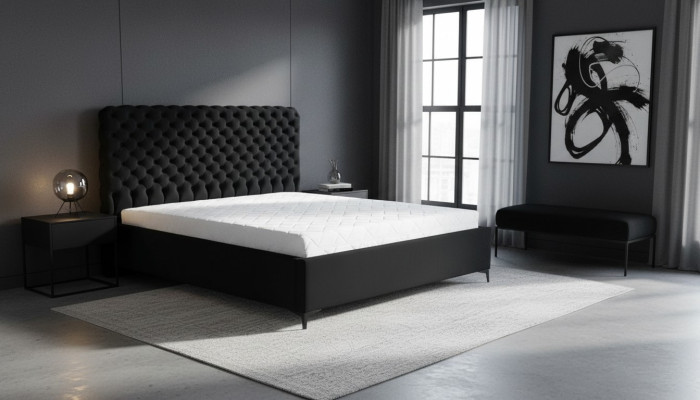 Czarny materiał do projektowania mebli Chesterfield Łóżko Classic do sypialni