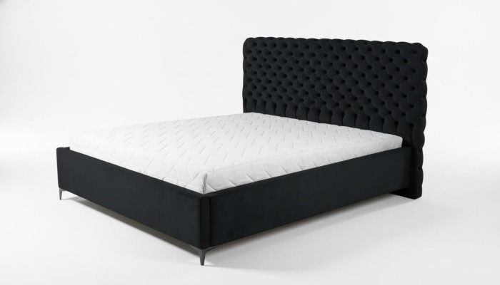 Czarny materiał do projektowania mebli Chesterfield Łóżko Classic do sypialni