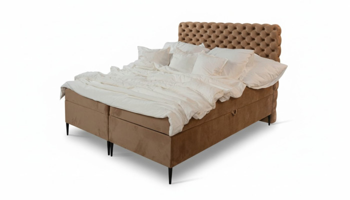 Brown Chesterfield Podwójne łóżko luksusowe łóżko skrzyniowe Sypialnia łóżka