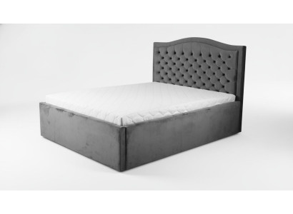 Szare łóżko Chesterfield Klasyczne meble do sypialni Design Elegancki materiał