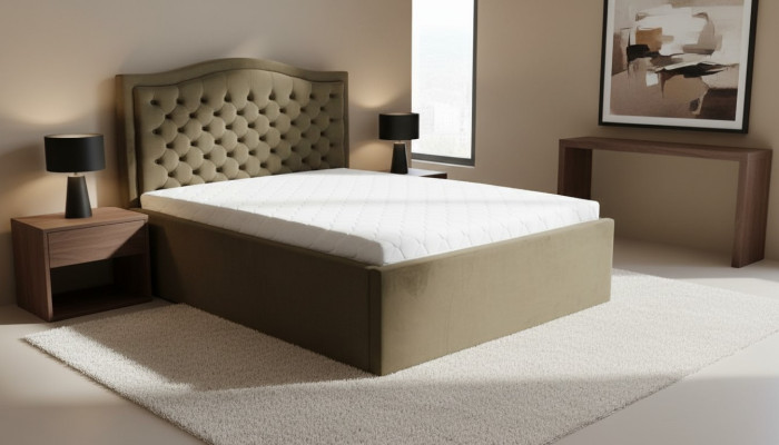 Zielone łóżko Chesterfield Klasyczne meble do sypialni Design Elegancki materiał