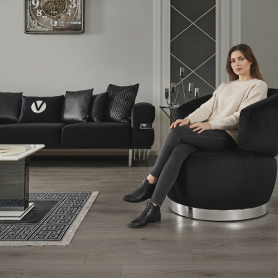 Czarny Fotel 1-osobowy Włókienniczy salon luksusowy nowy design Fotel Fotel nowoczesny