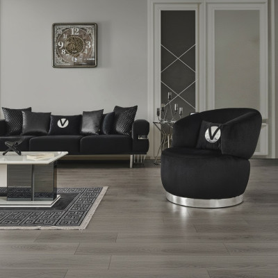 Czarny Fotel 1-osobowy Włókienniczy salon luksusowy nowy design Fotel Fotel nowoczesny