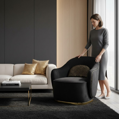 Fotel Club Lounge Projektant Lehn Krzesło Sofa 1 miejsce do siedzenia TV Włókienniczy Podkładka Nowość