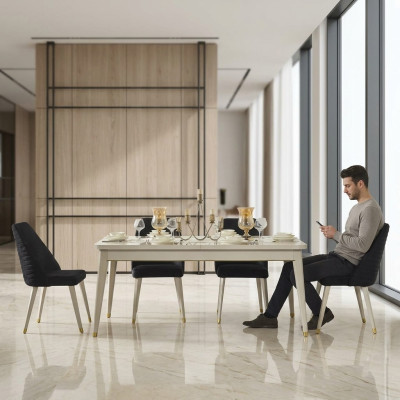 Stół obiadowy Tabela jadalnia Salon stoły Drewno Design Biały Stół konferencyjny Nowość