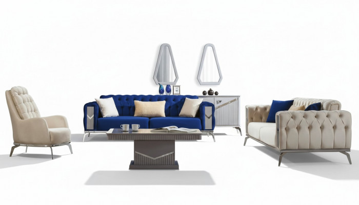 Zestaw sofowy Zestaw kanapowy Podkładka Meble 3+3+1 stolik kawowy 4-częściowy. Obcios