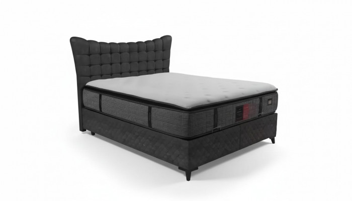 Łóżko box spring bed luksusowe łóżko jednoosobowe w tym. materac z Caro Próbka Szary