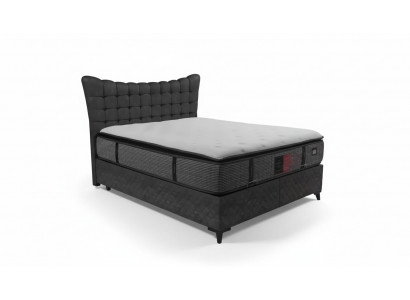 Łóżko box spring bed luksusowe łóżko jednoosobowe w tym. materac z Caro Próbka Szary
