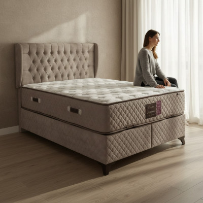 Łóżko Chesterfield łóżko dla Sypialnia Włókienniczy 180x200cm z materacem