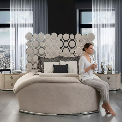 Designerskie łóżko luksusowe łóżka tekstylne Sypialnia Podwójne łóżko z ramą łóżka 200x200cm