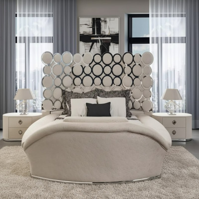 Sypialnia Łóżko 2x Szafki nocne Zestaw luksusowych łóżek Kompletny Design Meble