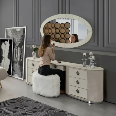 Toaletka Zestaw konsola Lustro Sypialnia Meble Design Stołek Zestaw Nowy