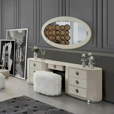 Toaletka Zestaw konsola Lustro Sypialnia Meble Design Stołek Zestaw Nowy
