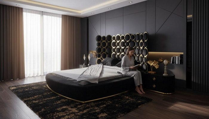 Designerskie łóżko luksusowe łóżka tekstylne Sypialnia Podwójne łóżko z ramą łóżka 200x200cm