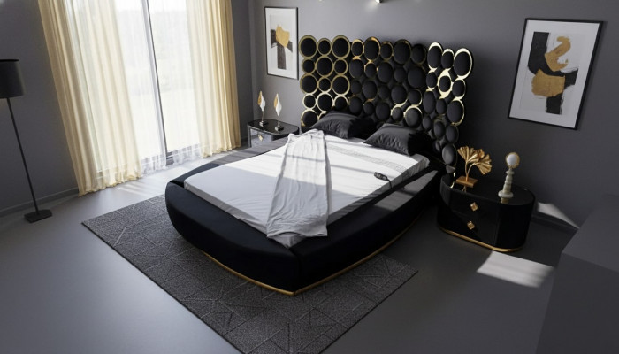 Designerskie łóżko luksusowe łóżka tekstylne Sypialnia Podwójne łóżko z ramą łóżka 200x200cm