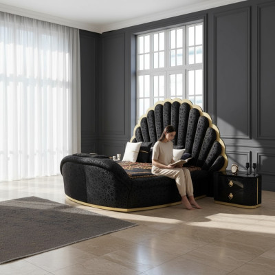 Sypialnia Łóżko 2x Szafki nocne Zestaw luksusowych łóżek Kompletny Design Meble 3-częściowy. Nowy