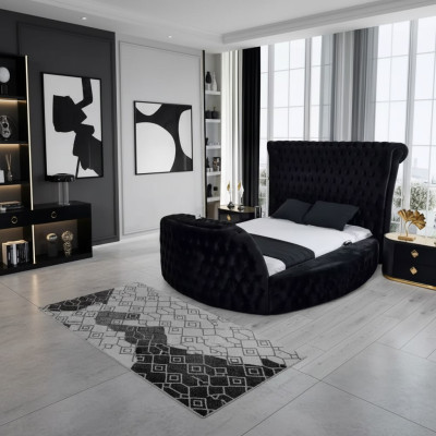 Nowoczesne łóżko Chesterfield w luksusowym czarnym kolorze