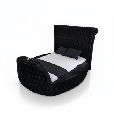 Nowoczesne łóżko Chesterfield w luksusowym czarnym kolorze