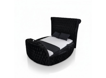 Nowoczesne łóżko Chesterfield w luksusowym czarnym kolorze