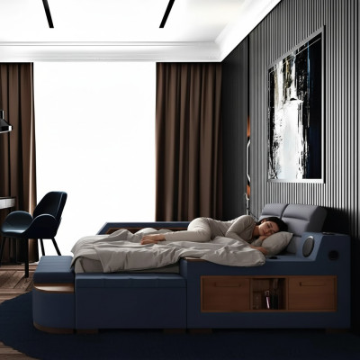 Wielofunkcyjne łóżko podwójne Łóżko Nowoczesna rama łóżka 200x200cm Hotel Nowość