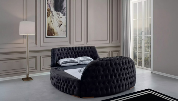 Czarny Chesterfield Łóżko Design Podkładka Meble Hotelowe Luksusowe łóżka Lift Media