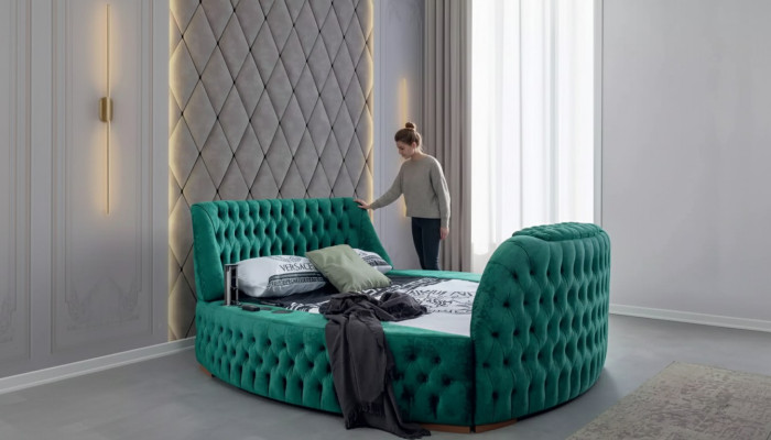 Chesterfield Łóżko Meble Double Beds Green Okrągłe łóżka Luxury Hotel z Windą