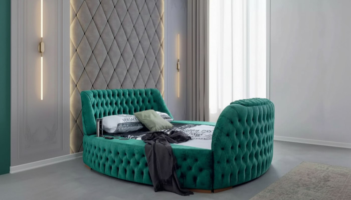 Chesterfield Łóżko Meble Double Beds Green Okrągłe łóżka Luxury Hotel z Windą