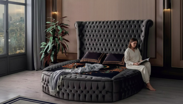 Łóżko Chesterfield Łóżko tapicerowane Luxury Sypialnia Design łóżka Włókiennicze Aksamit Nowe