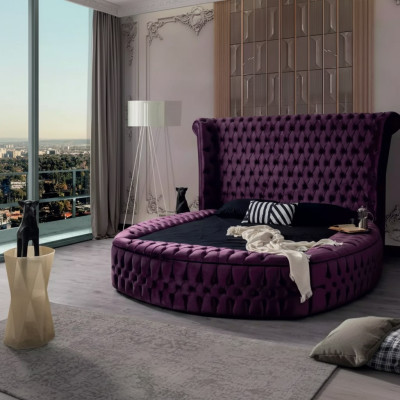Okrągłe Chesterfield Łóżko Lila łóżka Meble Aksamit Włókienniczy Hotel Obiekt Double
