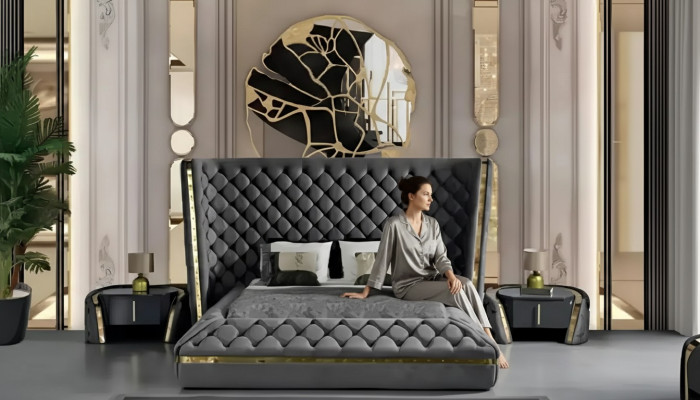 Luksusowa Sypialnia Łóżko Podkładka Design Luksusowe Dwuosobowe Łóżko Hotelowe Chesterfield