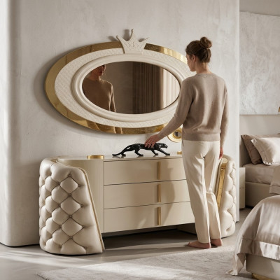 Toaletka Lustro luksusowa konsola Kredens Sypialnia Drewno Modern Design