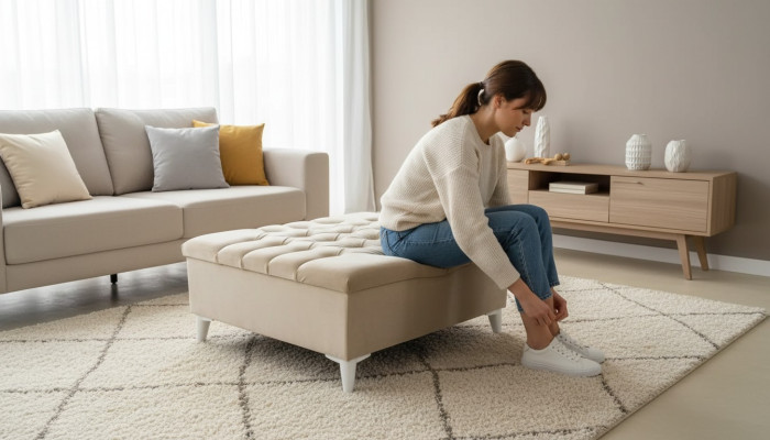 Design Stołek Design Podkładka Podnóżek Ottoman Siedziba Włókienniczy Szezlong