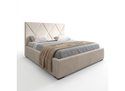 Łóżko Beżowe Podwójne łóżko Style Eleganckie Łóżko Podkładka Materiał Sypialnia Modern New