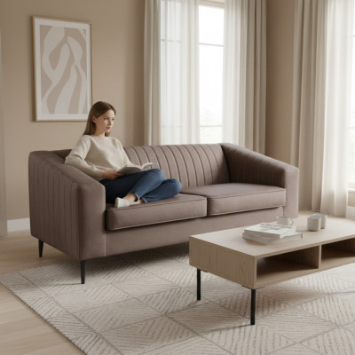 Sofa 2 miejsce do siedzenia Brązowa Sofy Siedziba Salon Nowoczesny Design Podkładka Materiał Elegancki